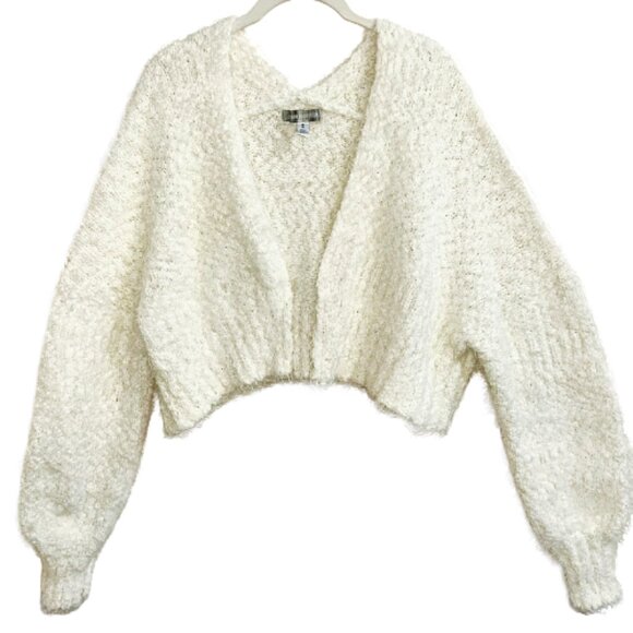 Urban Outfitters Sweaters - Urban Outfitters Fuzzy Cropped Cardigan Ivory M Soft Textured Sweater